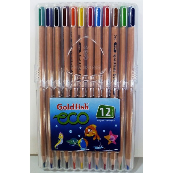 Goldfish Eco Triangular 12 Colour Pencil W/Case # T129