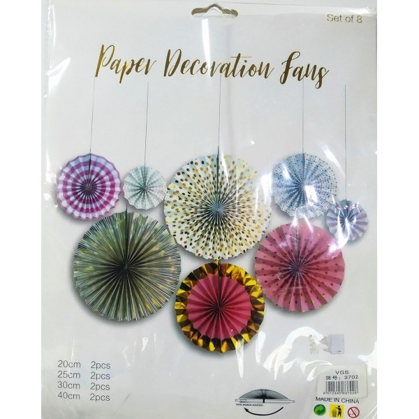 Birthday Party Decoration Fan 8Pcs # 3702