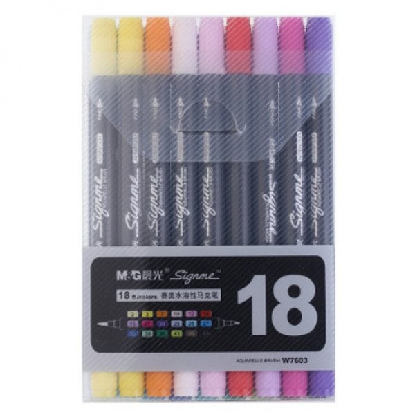 M&G Brush Tip 18 Colour Markers Set