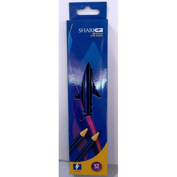 Shark  Lead Pencil  With Eraser 12 Pcs