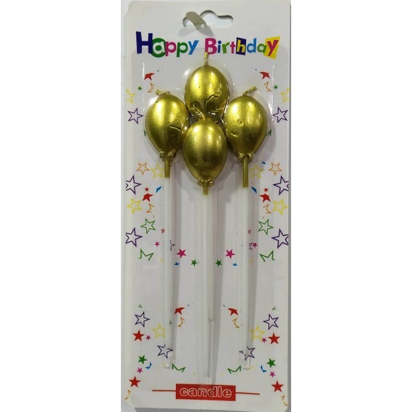 Cake Topper Balloon Candle 4Pcs # Rz-3Jy