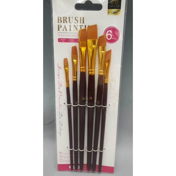 Paint Brush Flat 6Pcs Set # 662-6d