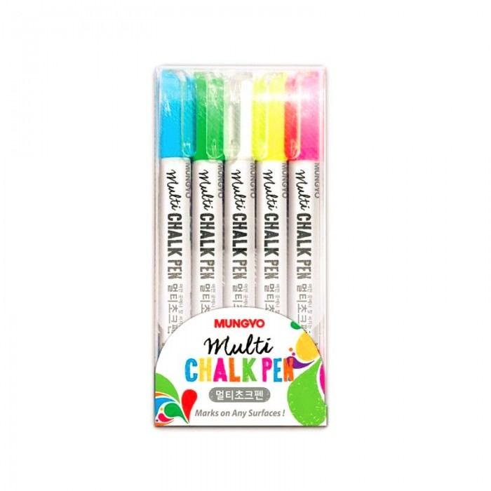 MUNGYO Multi Chalk Pen - Assorted 5 colors in a plastic case
